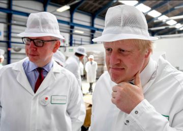 Los candidatos conservadores a suceder a May, Michael Gove y Boris Johnson en una visita a una fábrica en 2016 durante la campaña del referéndum del Brexit. 