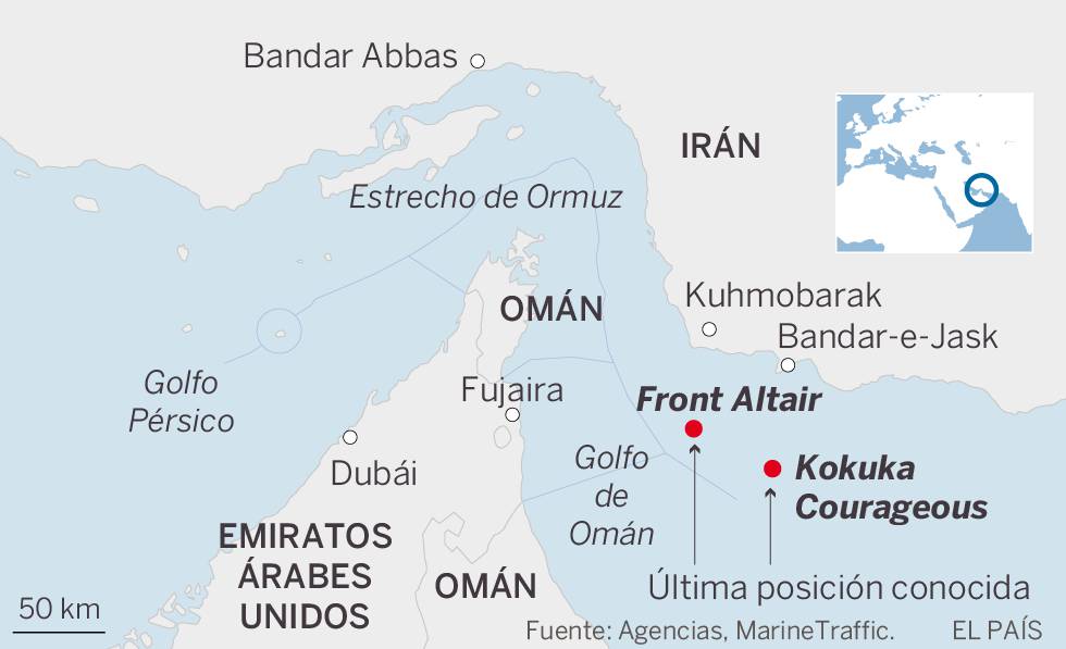 EE UU acusa a Irán del ataque a dos petroleros en el golfo de Omán