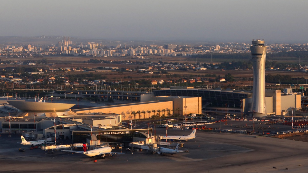 Vista aérea del aeropuerto Ben Gurion en Tel Aviv. 