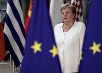 Angela Merkel, en la cumbre europea, este domingo en Bruselas.