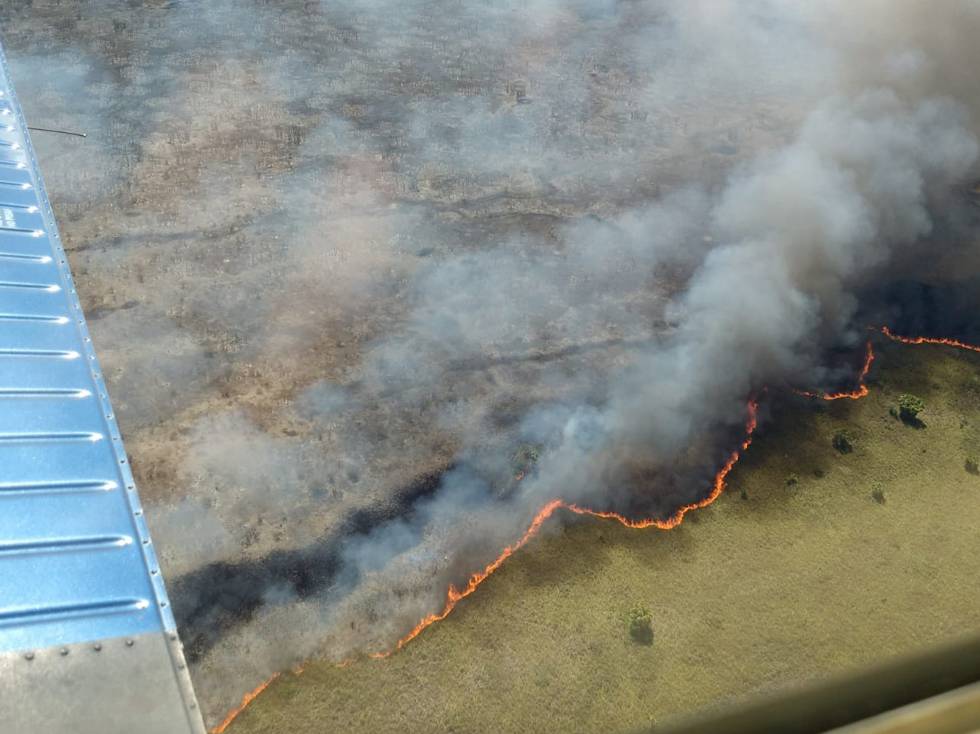 Imagen del incendio de Sian Ka'an tomada este lunes. 