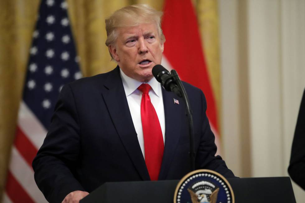 El presidente Donald Trump en la Sala Este de la Casa Blanca.