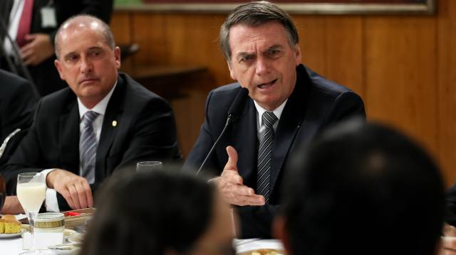 El presidente Jair Bolsonaro, durante un encuentro con corresponsales extranjeros.