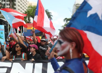 Un grupo de manifestantes, este jueves, en San Juan.