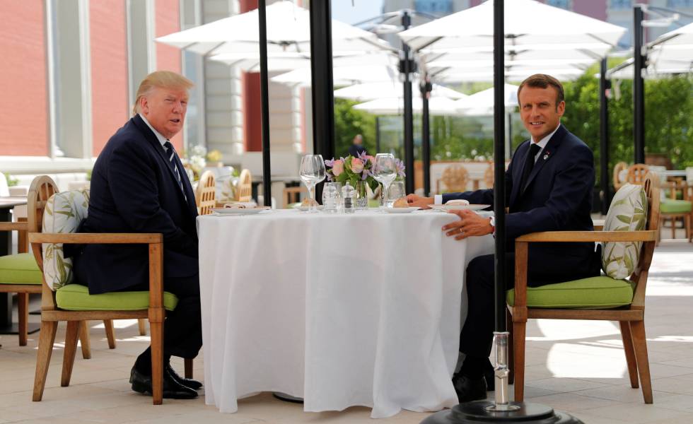 Donald Trump y Emmanuel Macron, reunidos este sábado en Biarritz. 