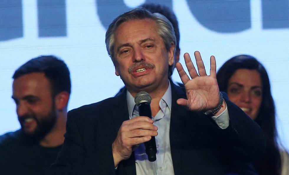 El candidato peronista a la presidencia de Argentina, Alberto Fernández, tras su triunfo en las elecciones primarias del 11 de agosto.