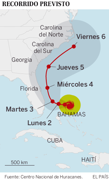 El huracán Dorian sacude Bahamas con vientos de 290 kilómetros por hora
