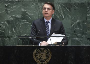 Jair Bolsonaro, durante su discurso en la Asamblea General de la ONU, este martes. 
