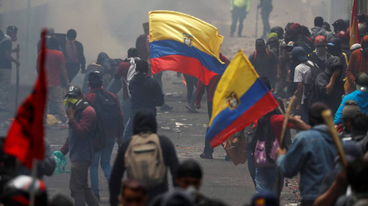Manifestantes en Quito.