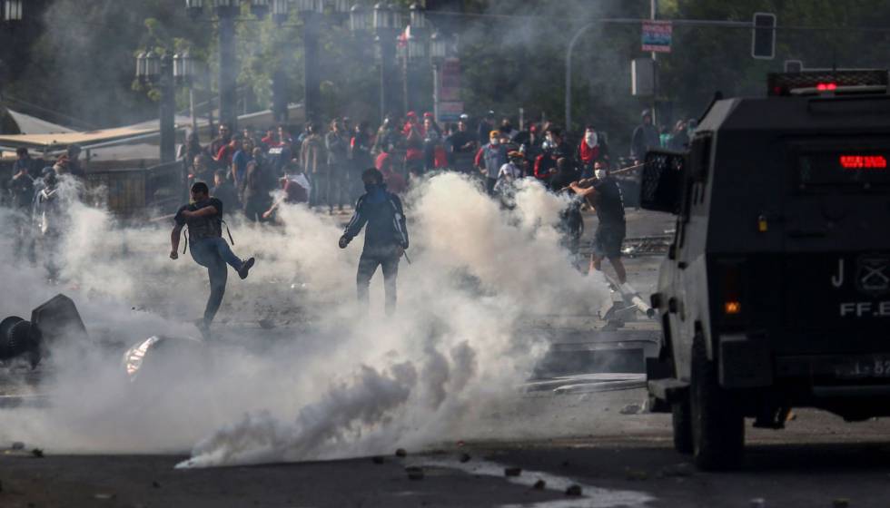 Las protestas de este sábado en Santiago de Chile. 