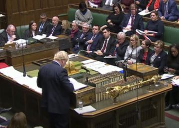 El primer ministro británico, Boris Johnson, durante su intevención, este martes en el Parlamento. 