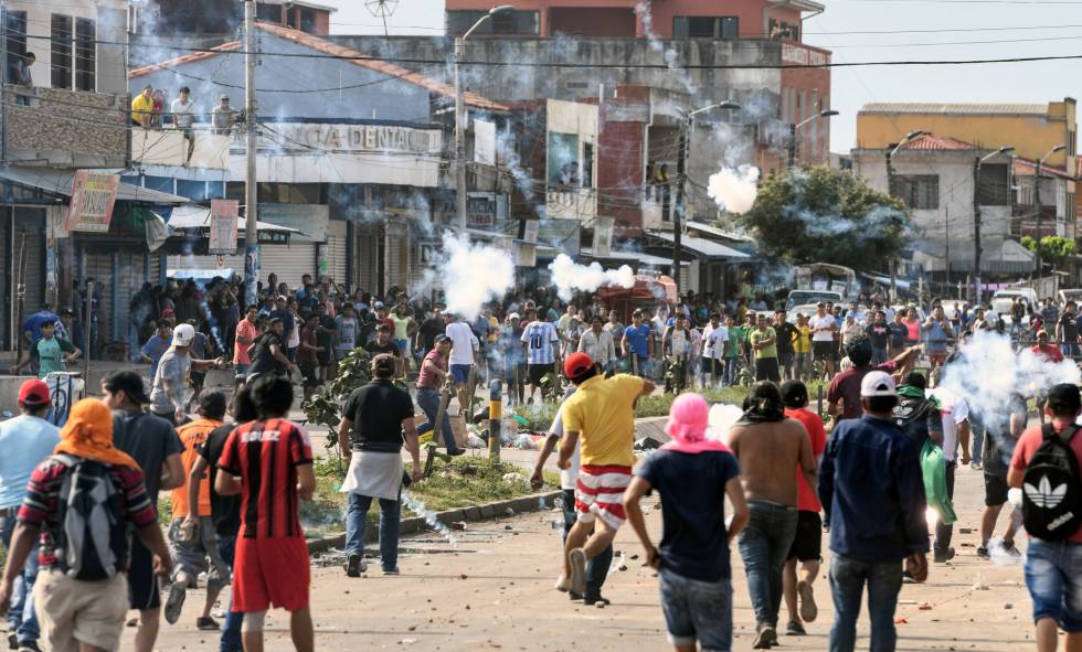 Una de las protestas en Santa Cruz, Bolivia.
