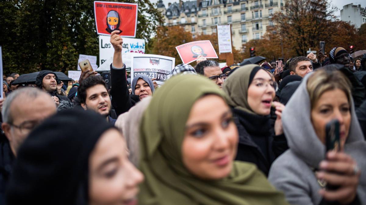Protesta contra la islamofobia, el pasado domingo en París.