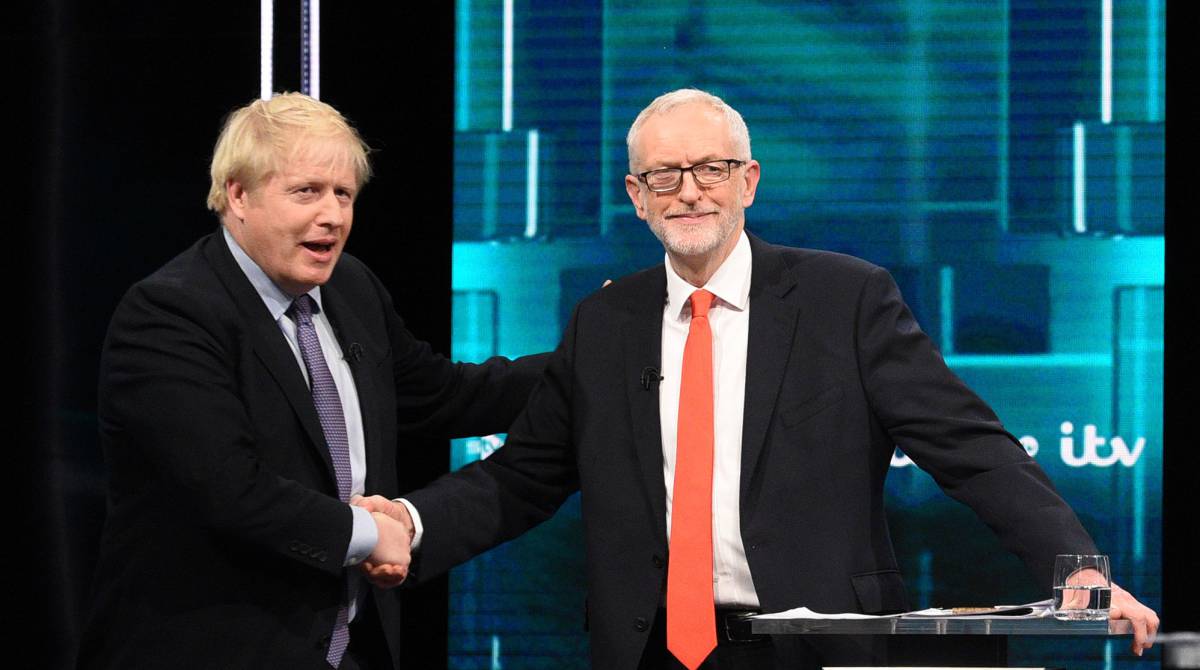 Johnson y Corbyn, este martes en el debate.