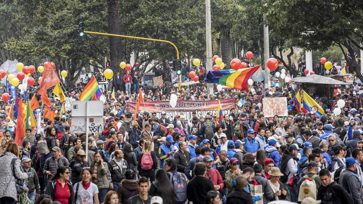 El Parque Nacional de Bogotá, durante la manifestación de este miércoles.
