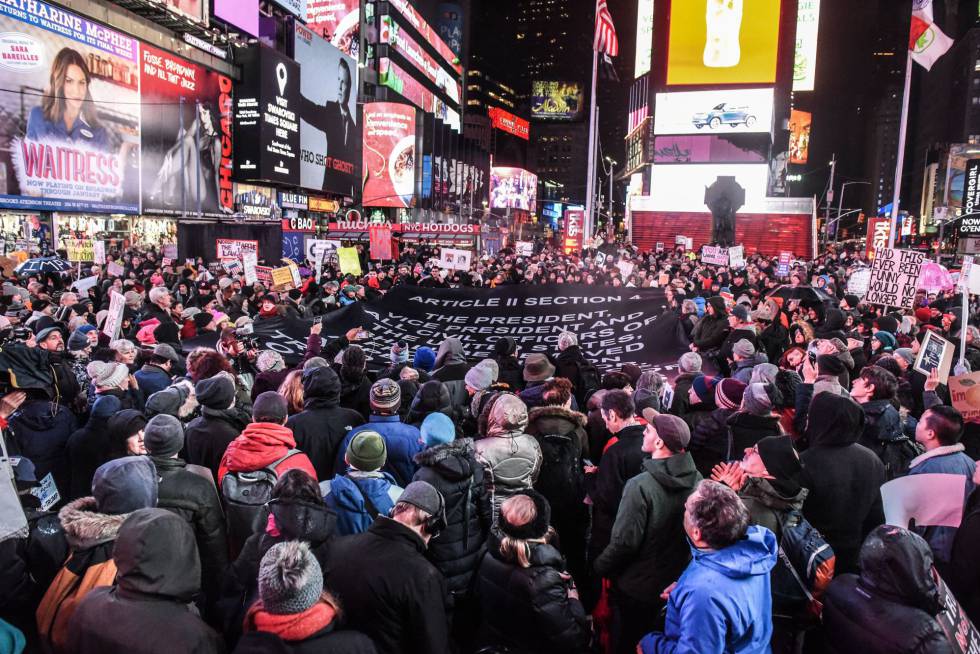 Manifestación en Times Square, Nueva York.