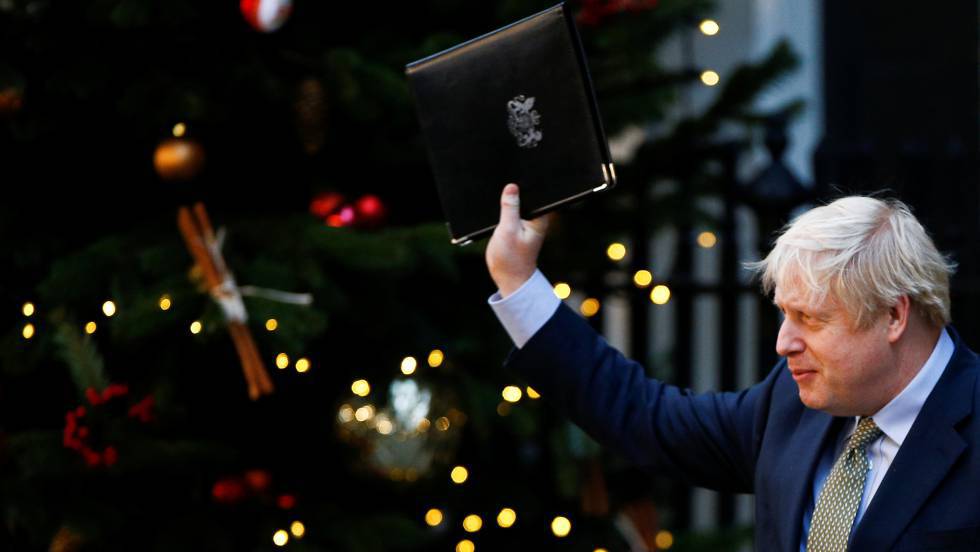 Boris Johnson, on Downing Street on December 13 after winning the election.