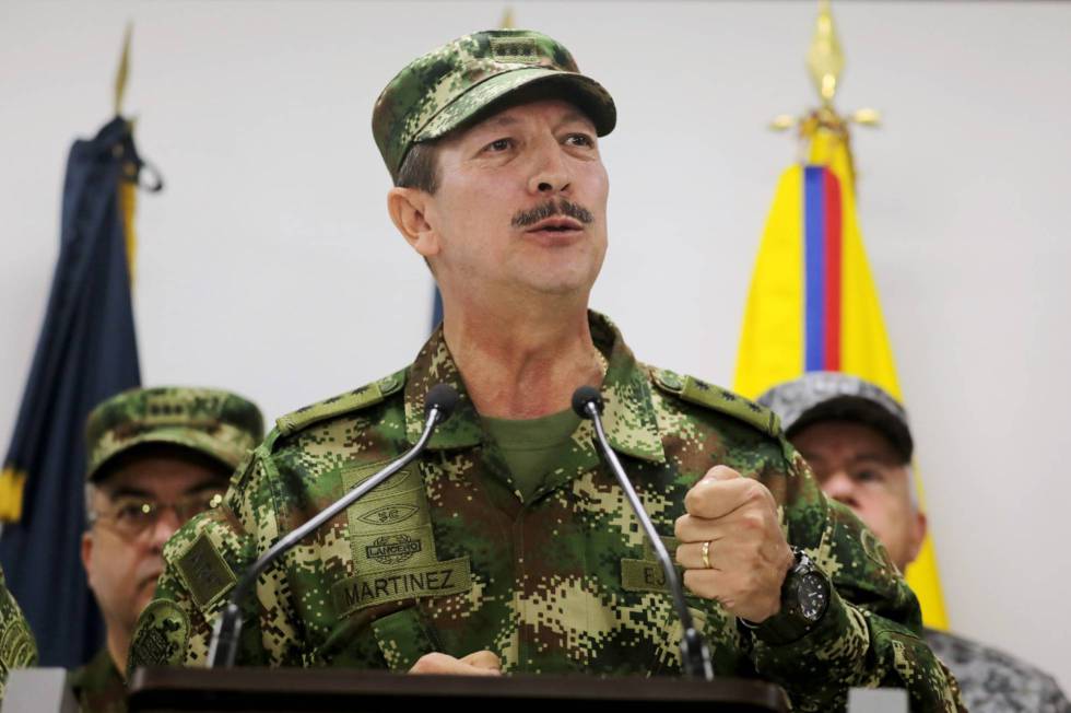  El ex jefe del Ejército colombiano, Nicacio Martínez Espinel, el pasado 20 de mayo de 2019 durante una comparecencia. 