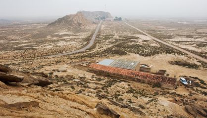 Vista a&eacute;rea de una parte del pol&iacute;gono de tiro de las Bardenas.