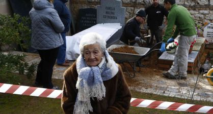 Ascensión Mendieta, during the exhumation on Tuesday.