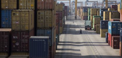 Merchandise under guard at Valencia port.