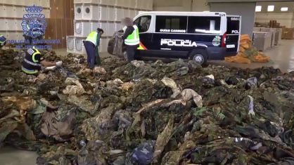 Uniforms seized at the port of Valencia.