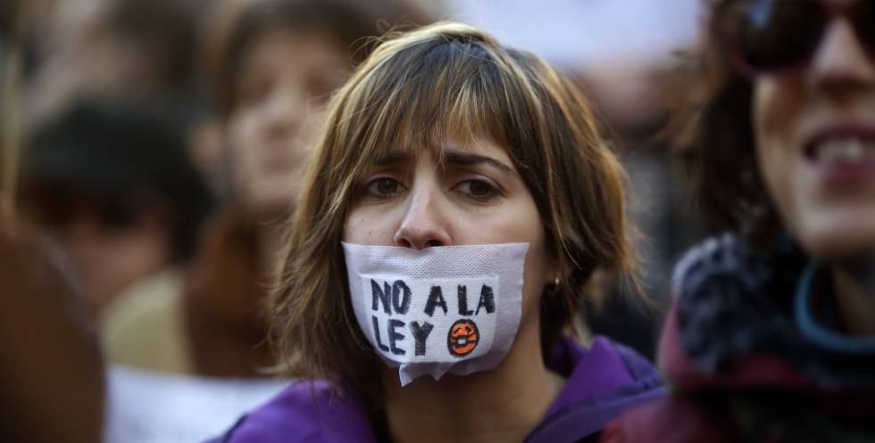 Manifestación en Madrid contra la Ley Mordaza en 2014. 