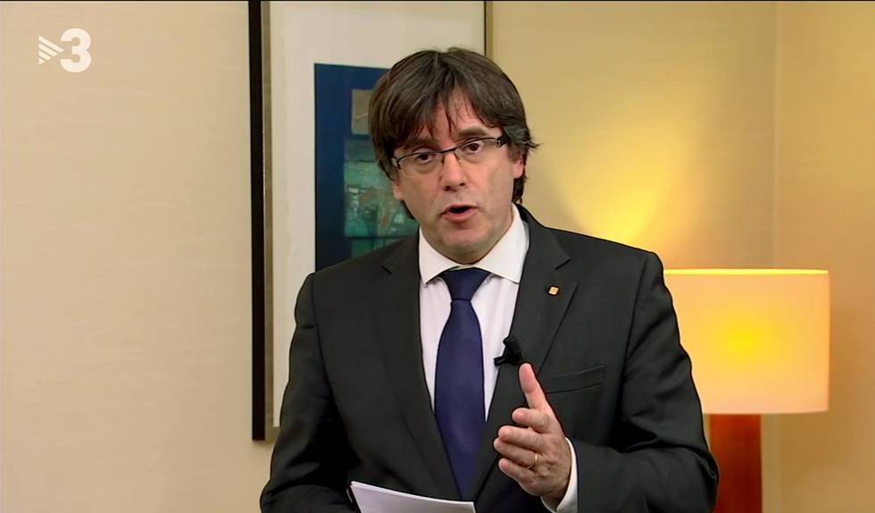 Mensaje grabado de Puigdemont que ha emitido TV3.