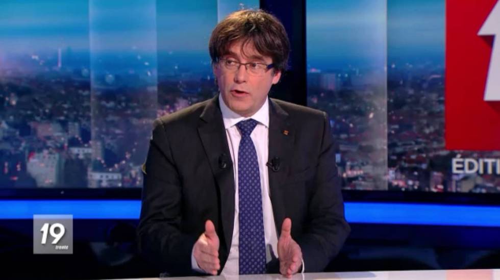Puigdemont durante su intervención para la televisión belga, este viernes.