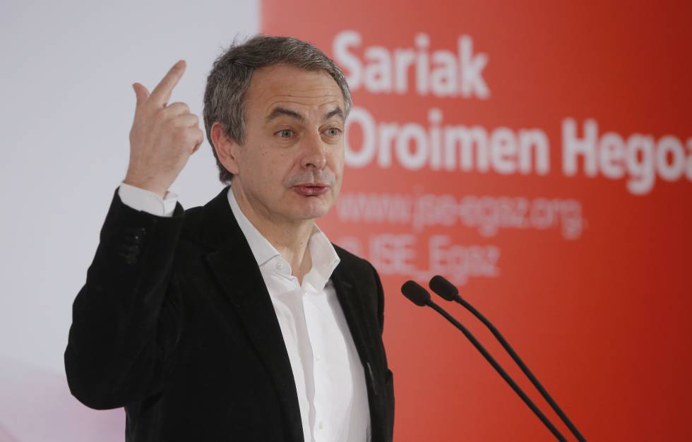 José Luis Rodríguez Zapatero interviene este domingo en San Sebastián en un acto de lo socialistas vascos.