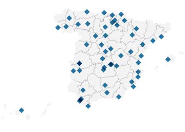 Mapa de los actos del 8-M