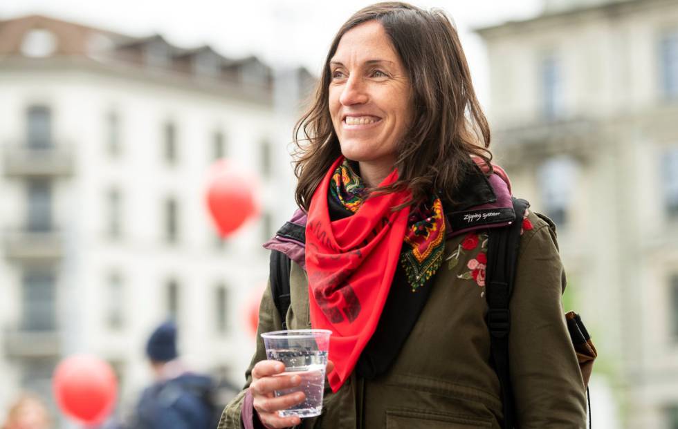 La etarra Nekane Txapartegi, en la manifestación del DÃa Internacional del Trabajador, en Zúrich.