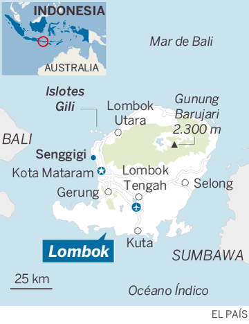 Mapa localizador de Lombok, en Indonesia
