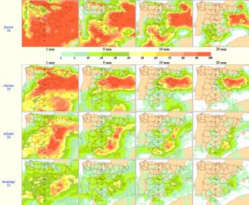 Mapa de lluvias previsto.