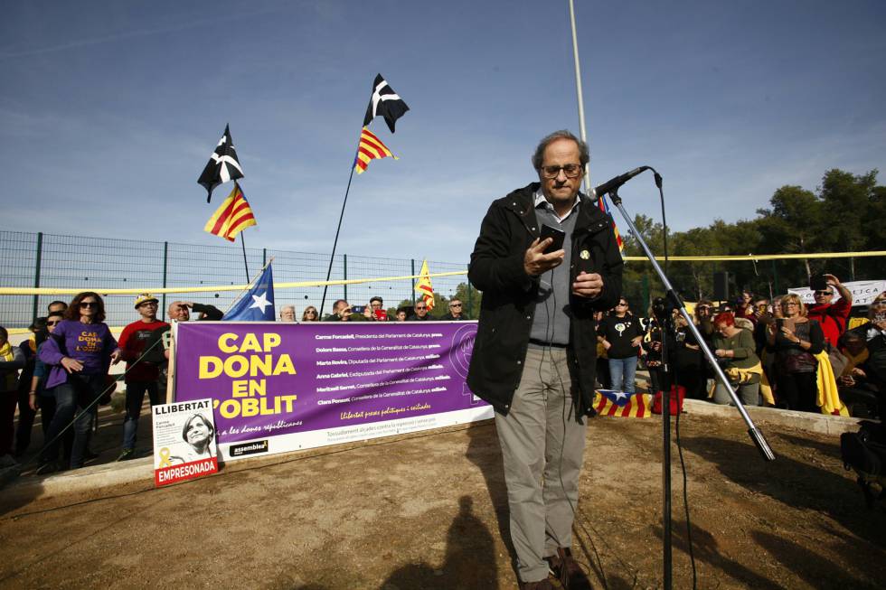 Quim Torra, en la prisión de Mas d'Enric tras visitar a Carme Forcadell el pasado mes de diciembre.