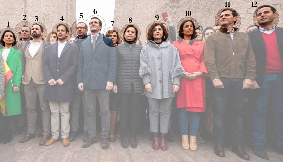 Resultado de imagen de Abascal, Casado y Rivera, en el acto de ColÃ³n