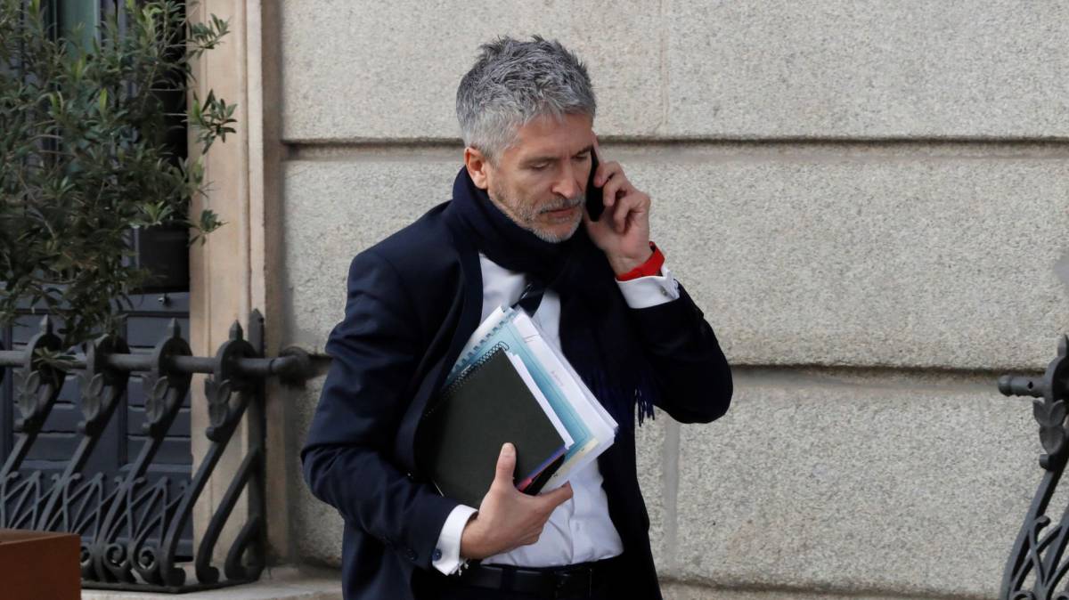 El ministro Marlaska, a su llegada al Congreso.