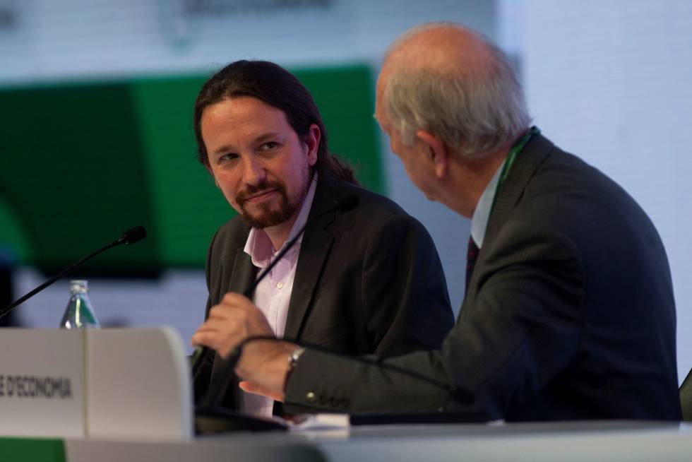 El secretario general de Podemos, Pablo Iglesias, en el Círculo de Economía de Sitges.