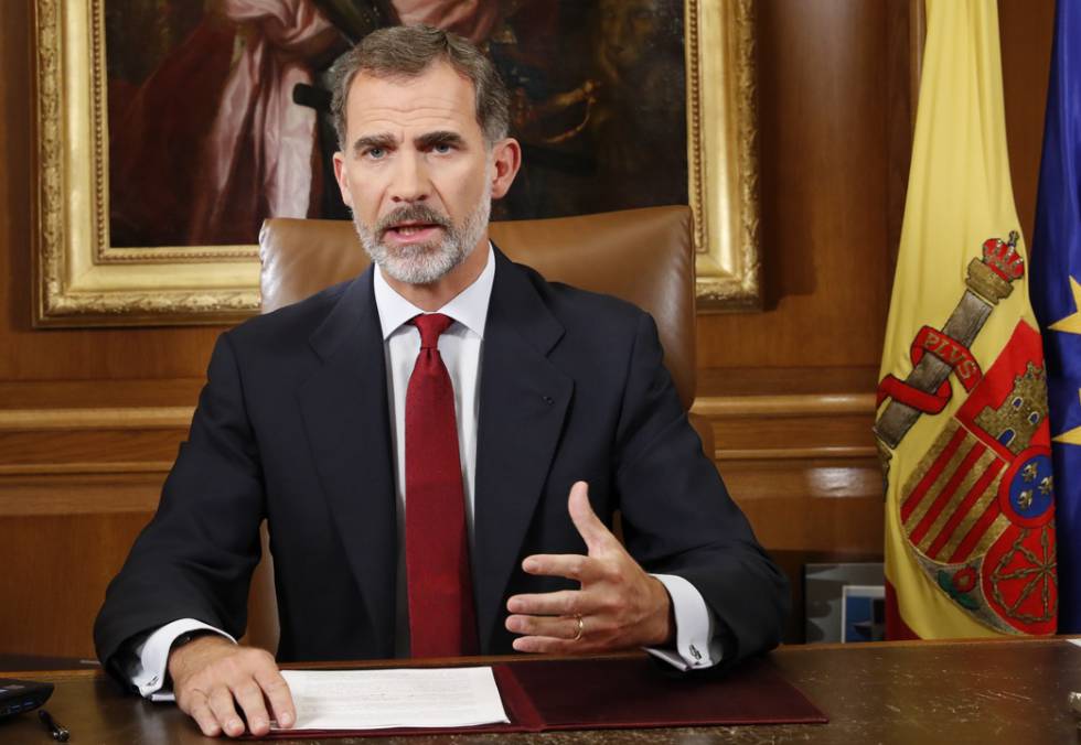 El Rey lee su discurso el 3 de octubre de 2017, dos días después del referéndum ilegal de Cataluña.