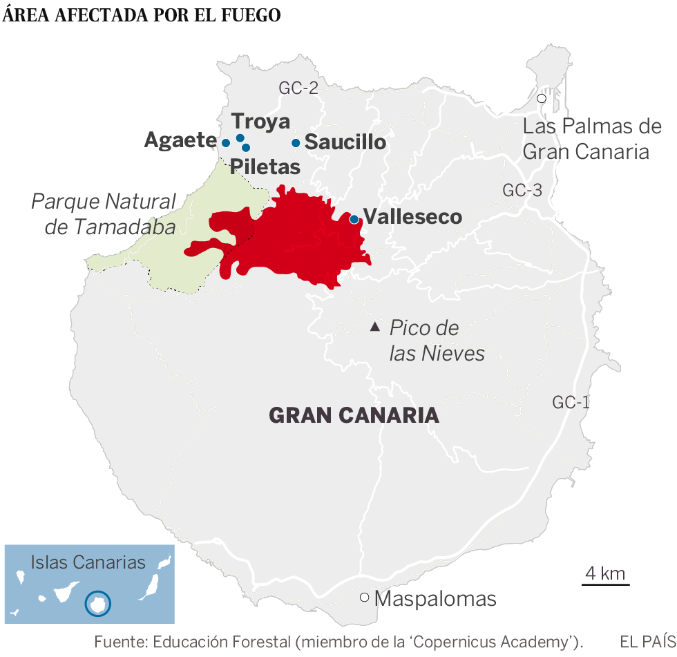 El incendio de Gran Canaria avanza sin control y obliga a evacuar a 9.000 personas