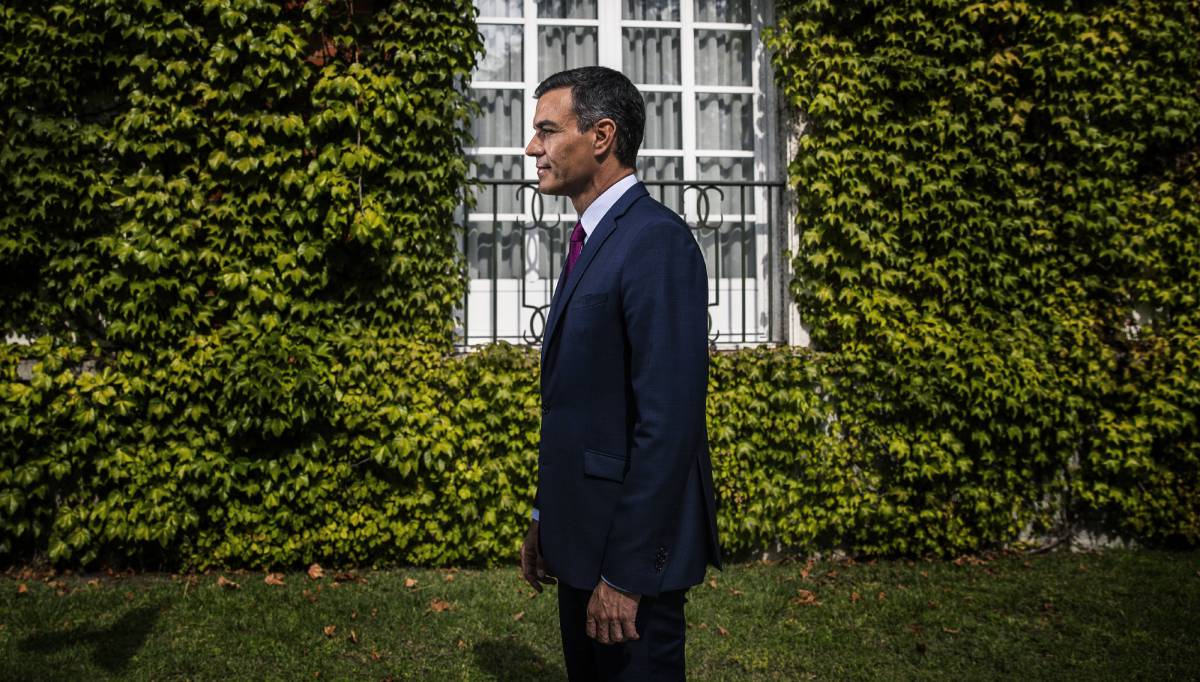 Pedro Sánchez, el pasado viernes en los jardines de La Moncloa.