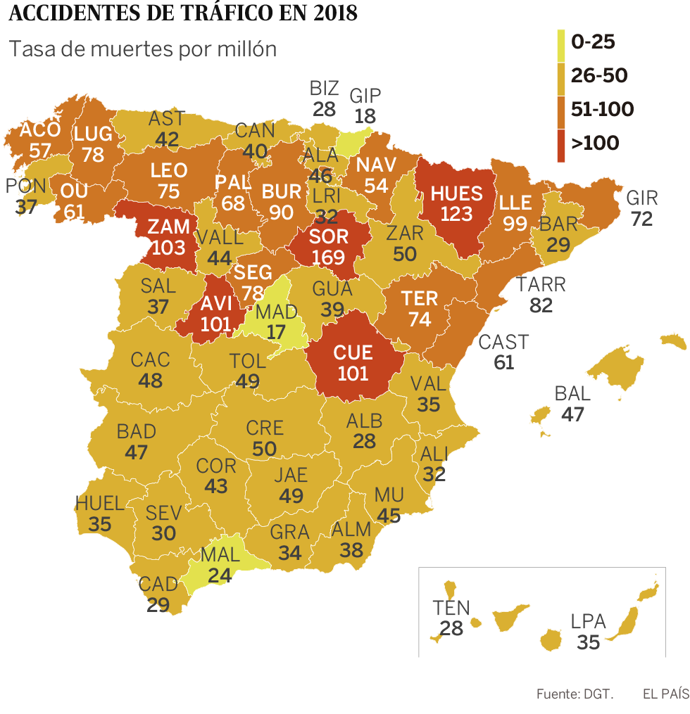 La carretera mata más en la España vacía