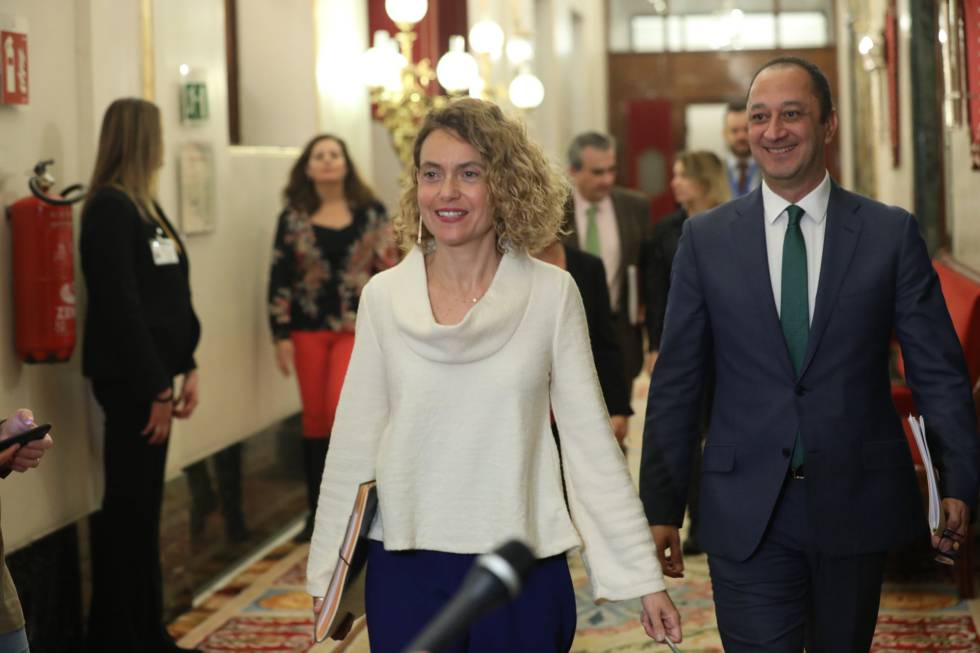 La presidenta del Congreso, Meritxell Batet, en la entrada este martes de la Mesa de la Cámara baja.