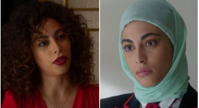 La actriz Mina El Hammani en diferentes momentos de la serie 'Élite'