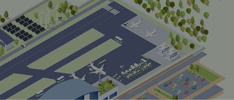 Cuarto detalle de la ilustración de un aeropuerto