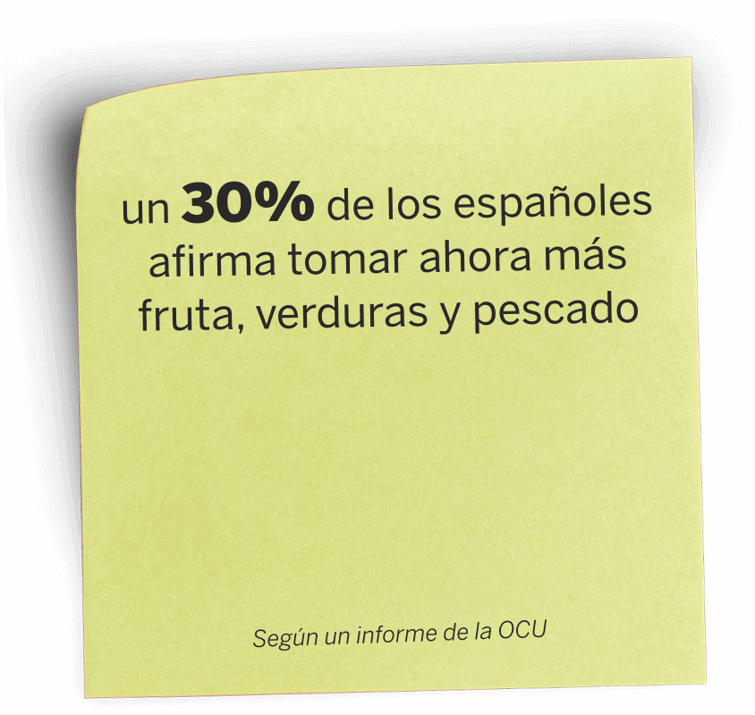 un 30% de los españoles afirma tomar ahora más fruta, verduras y pescado