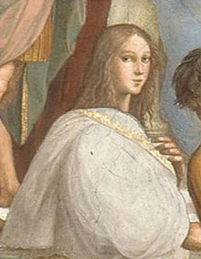 Detalle del retrato de Hypatia de Alejandría realizado por Rafael Sanzio.