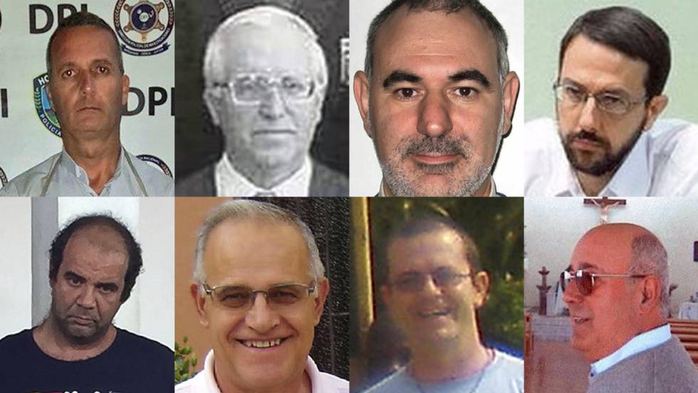 Ocho de los 18 religiosos españoles acusados de abusos que en algún momento de su trayectoria han salido al extranjero (pinche en la imagen para ver la lista completa).