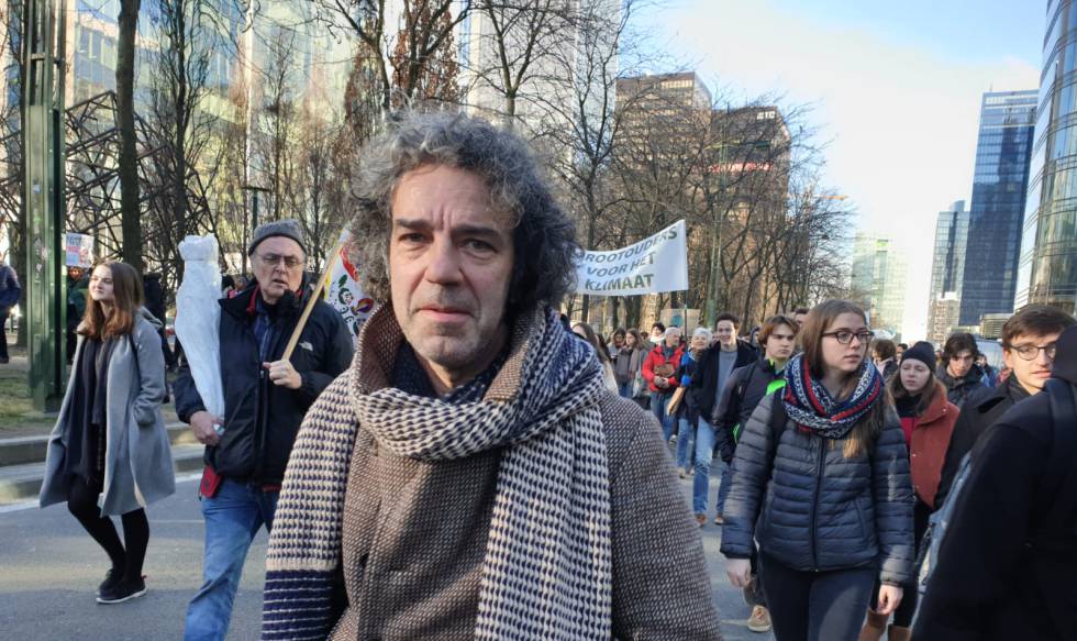 Wim de Coster en la manifestación de este jueves en Bruselas.