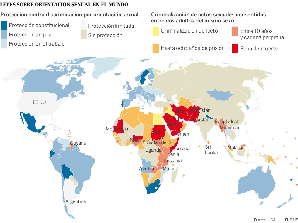 Mourir pour être gay: la carte du monde de l'homophobie